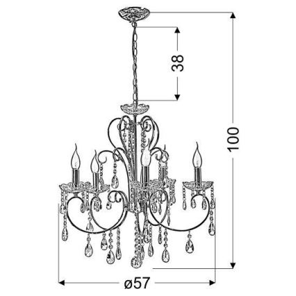 Luster na lancu AURORA 5xE14/40W/230V
