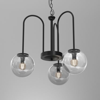 Luster na lancu CAMBRIDGE 3xE14/60W/230V crno