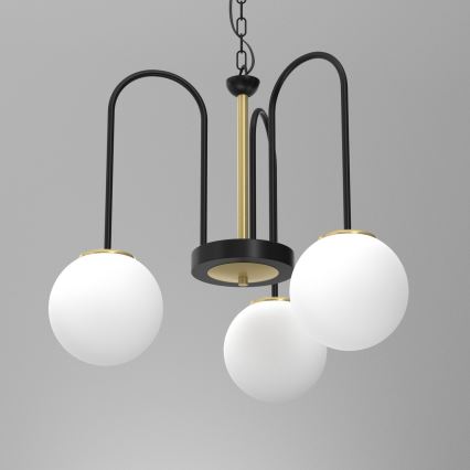 Luster na lancu CAMBRIDGE 3xE14/60W/230V crno/mesing
