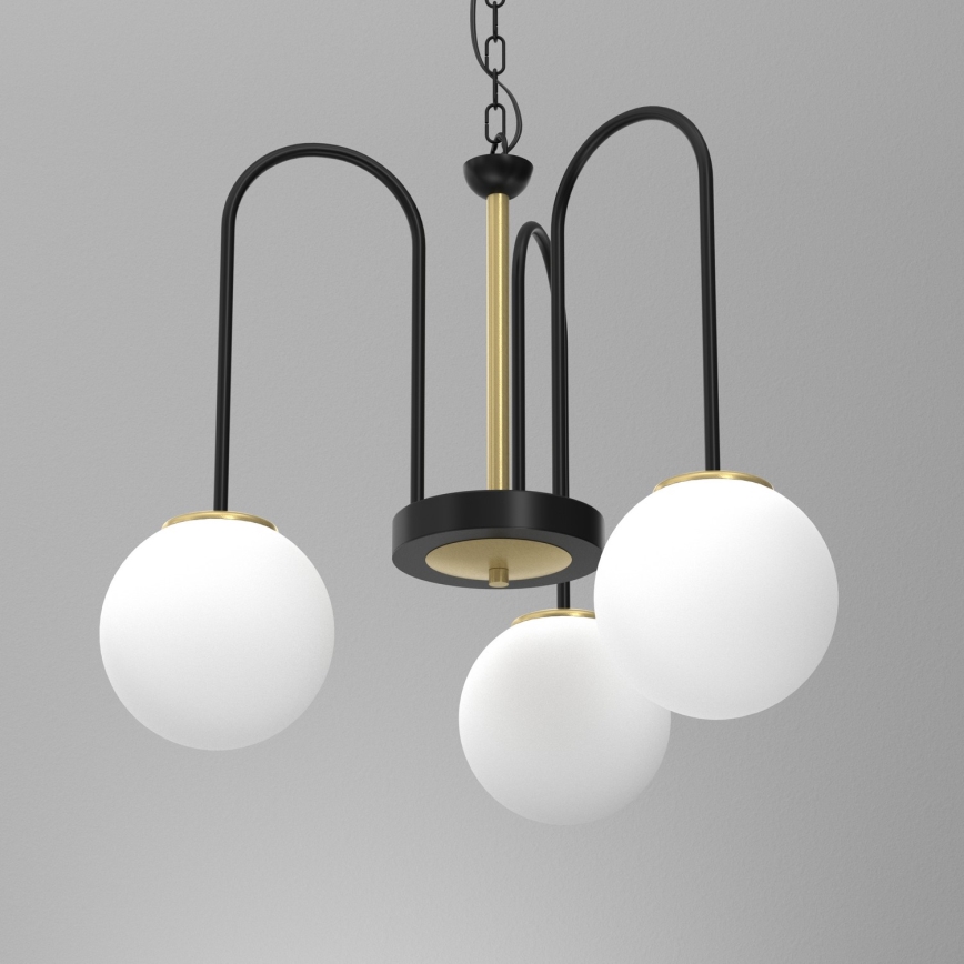 Luster na lancu CAMBRIDGE 3xE14/60W/230V crno/mesing