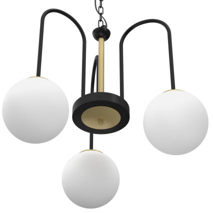 Luster na lancu CAMBRIDGE 3xE14/60W/230V crno/mesing