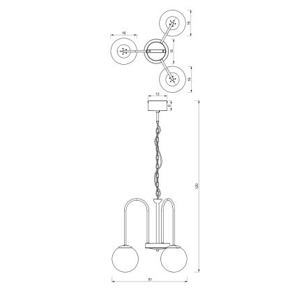Luster na lancu CAMBRIDGE 3xE14/60W/230V crno/mesing