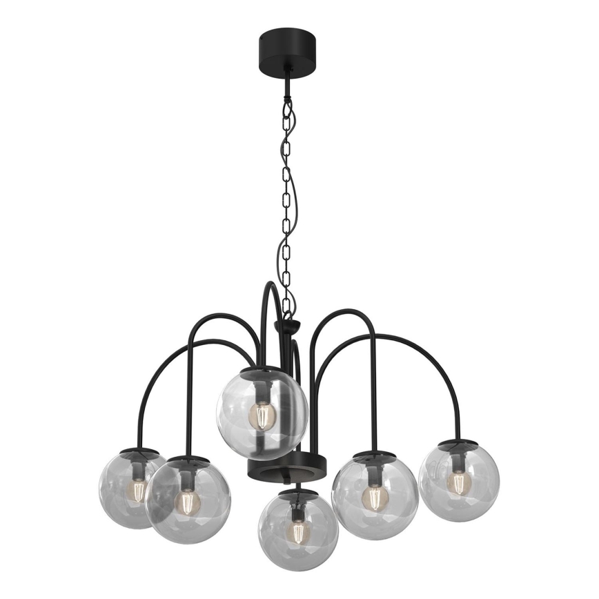 Luster na lancu CAMBRIDGE 6xE14/60W/230V crno
