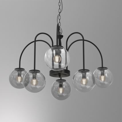 Luster na lancu CAMBRIDGE 6xE14/60W/230V crno
