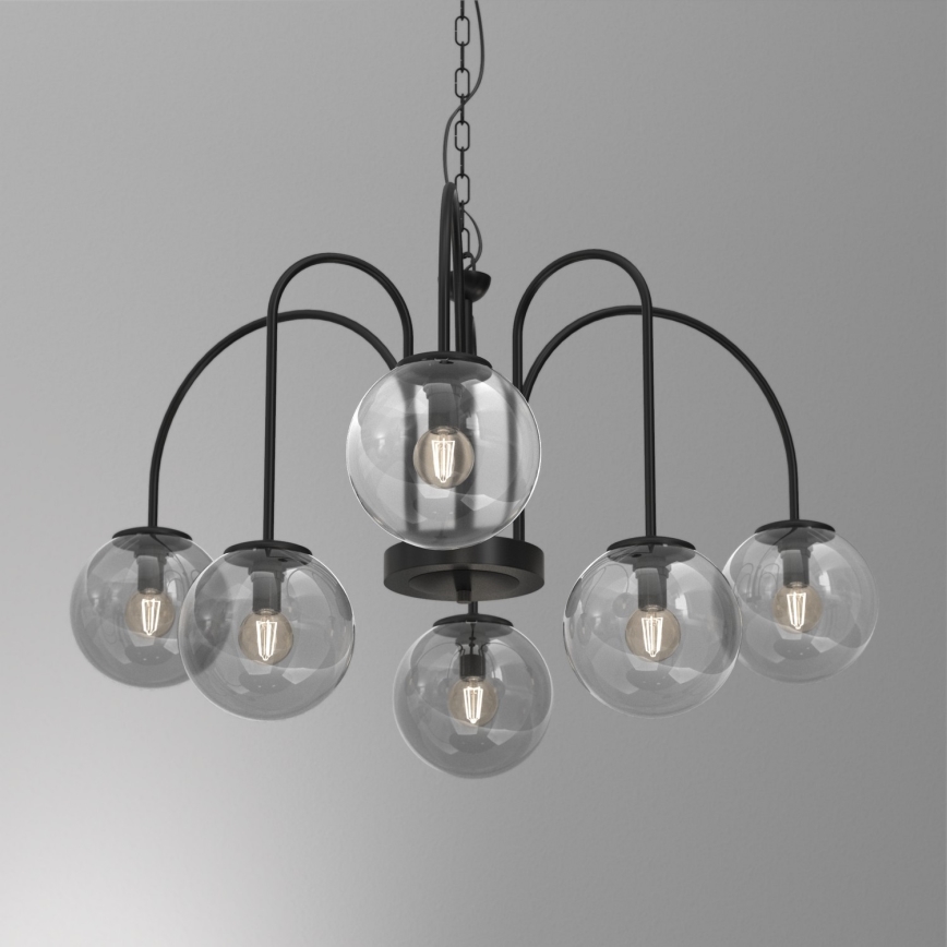 Luster na lancu CAMBRIDGE 6xE14/60W/230V crno