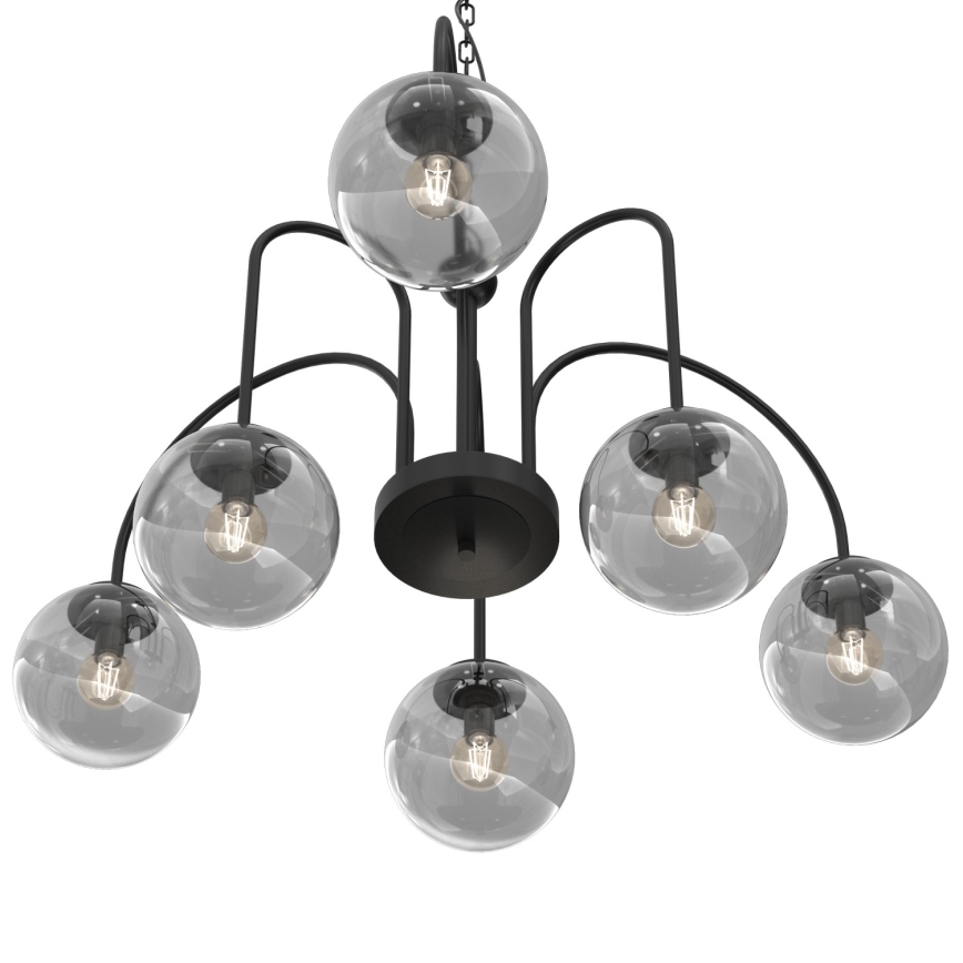 Luster na lancu CAMBRIDGE 6xE14/60W/230V crno