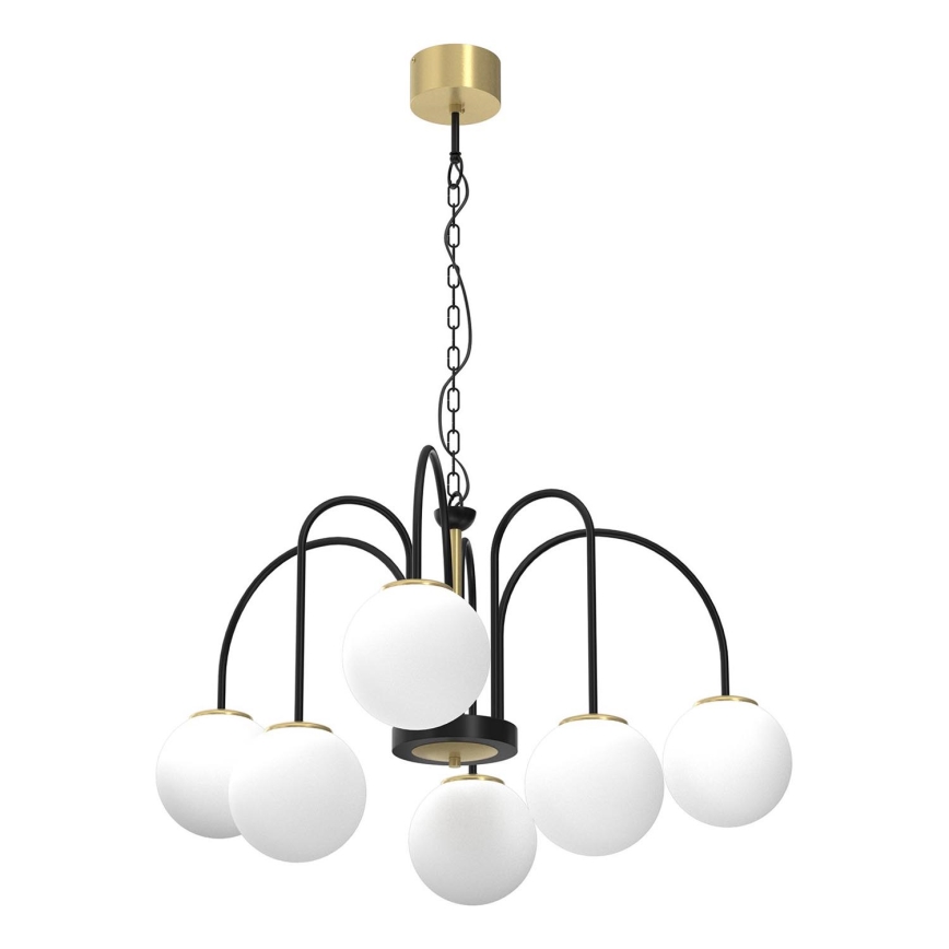 Luster na lancu CAMBRIDGE 6xE14/60W/230V crno/mesing