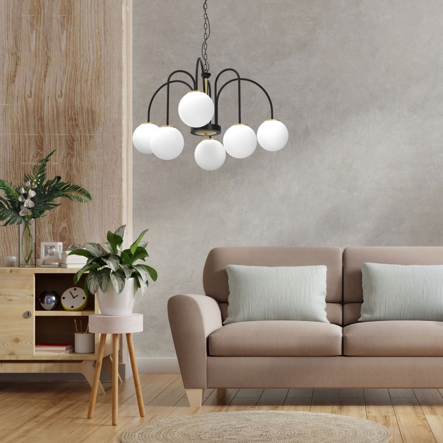 Luster na lancu CAMBRIDGE 6xE14/60W/230V crno/mesing
