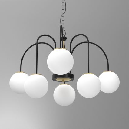 Luster na lancu CAMBRIDGE 6xE14/60W/230V crno/mesing