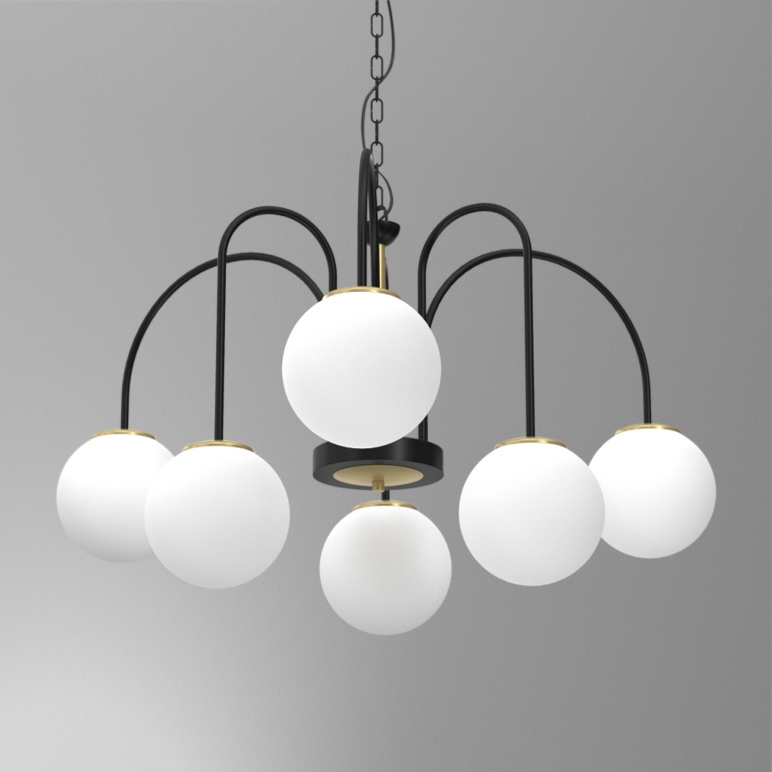 Luster na lancu CAMBRIDGE 6xE14/60W/230V crno/mesing