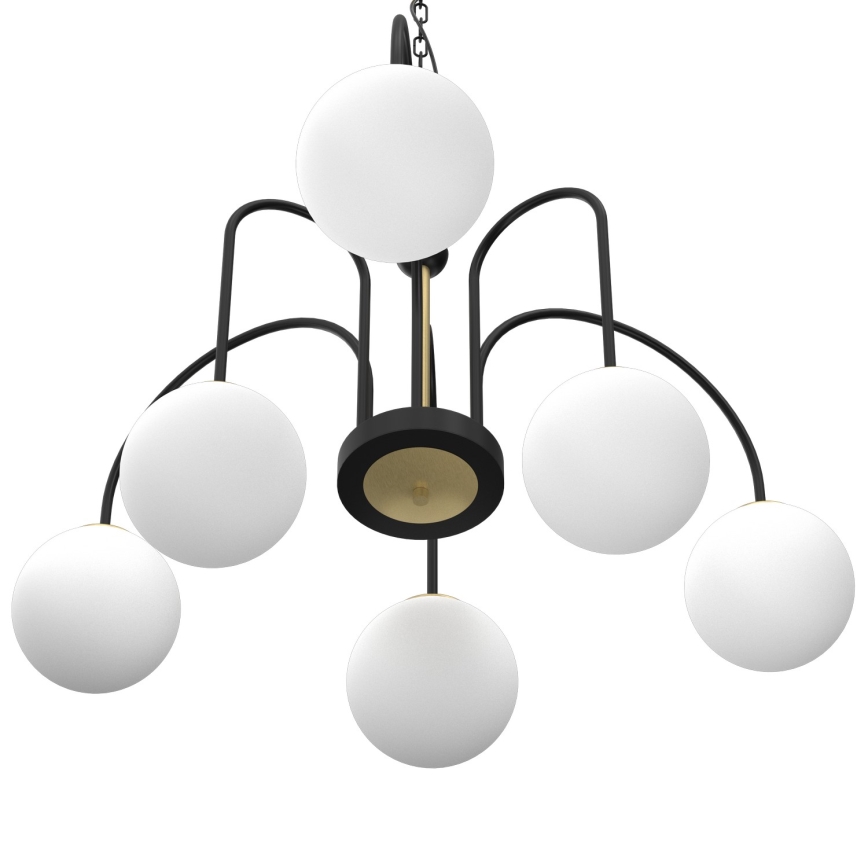 Luster na lancu CAMBRIDGE 6xE14/60W/230V crno/mesing