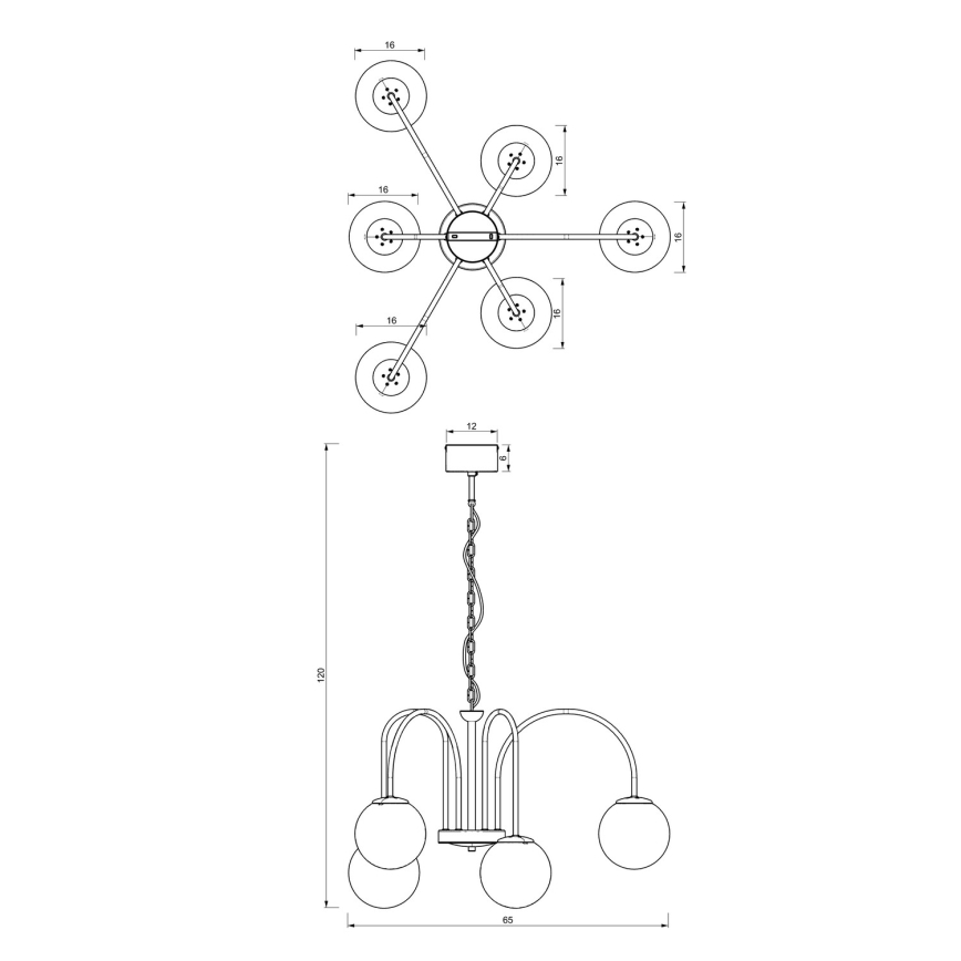 Luster na lancu CAMBRIDGE 6xE14/60W/230V crno/mesing