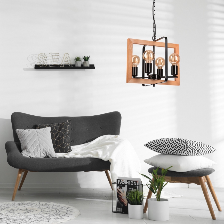 Luster na lancu CEDRIC 4xE27/60W/230V bukva/braon
