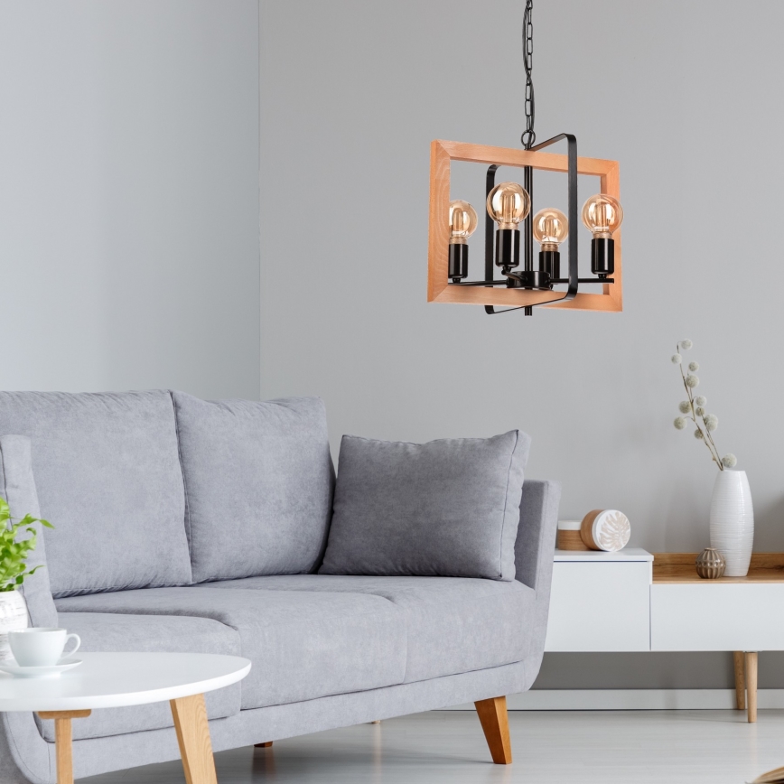 Luster na lancu CEDRIC 4xE27/60W/230V bukva/braon