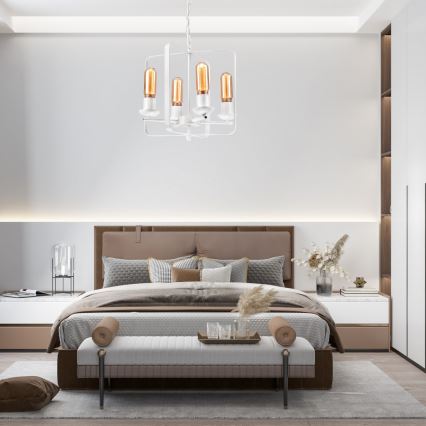 Luster na lancu CEDRIC II 4xE27/60W/230V bela