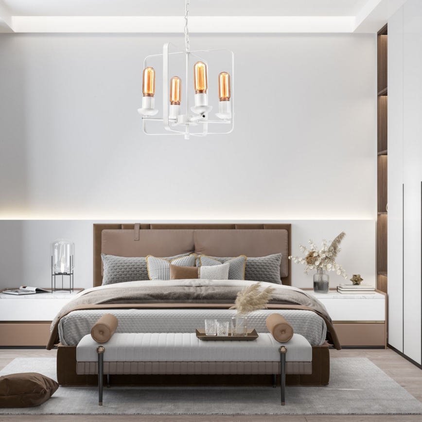 Luster na lancu CEDRIC II 4xE27/60W/230V bela