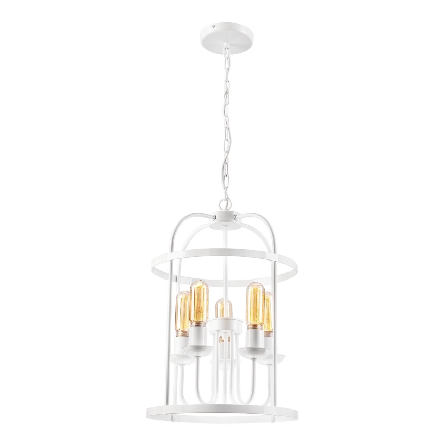 Luster na lancu CONSTANTINE 5xE27/60W/230V bela