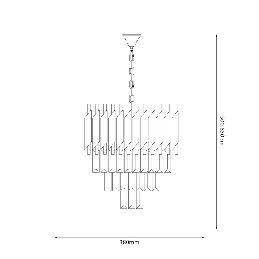 Luster na lancu CRISTAL 5xE14/40W/230V zlatna/crno