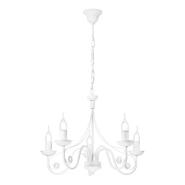 Luster na lancu DONATO 5xE14/40W/230V bela
