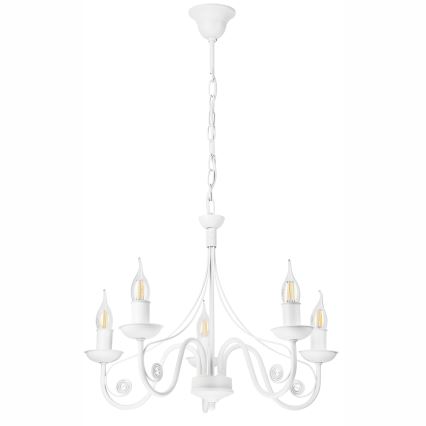 Luster na lancu DONATO 5xE14/40W/230V bela