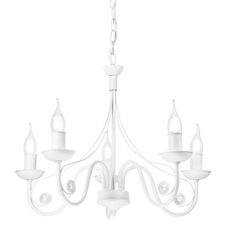 Luster na lancu DONATO 5xE14/40W/230V bela