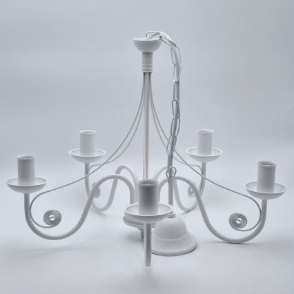 Luster na lancu DONATO 5xE14/40W/230V bela