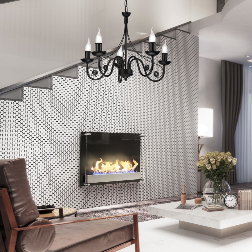 Luster na lancu DONATO 5xE14/40W/230V crno