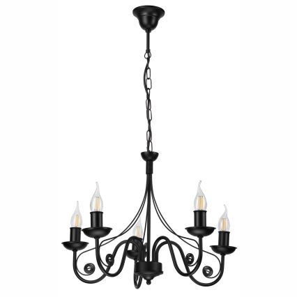 Luster na lancu DONATO 5xE14/40W/230V crno