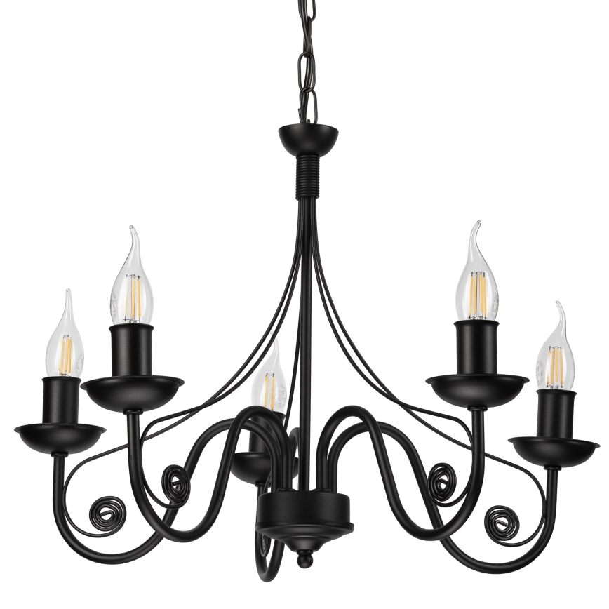Luster na lancu DONATO 5xE14/40W/230V crno