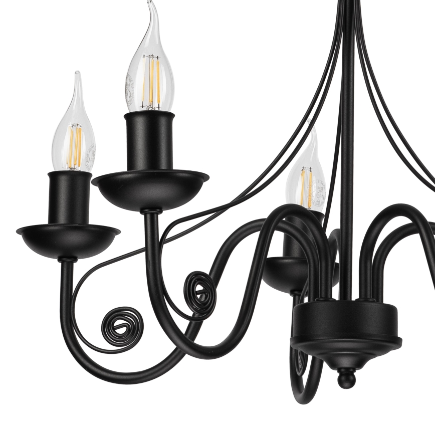 Luster na lancu DONATO 5xE14/40W/230V crno