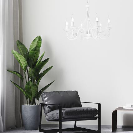Luster na lancu DONATO 6xE14/40W/230V bela