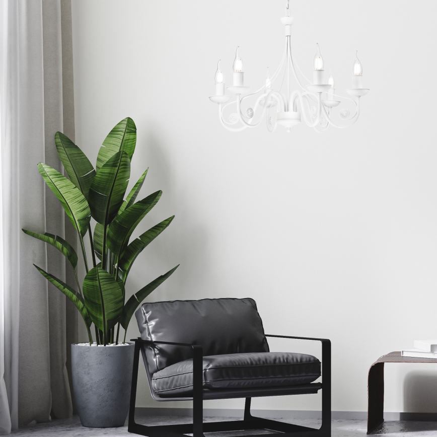 Luster na lancu DONATO 6xE14/40W/230V bela