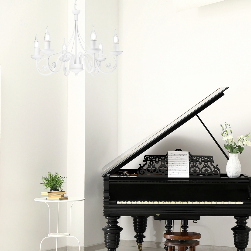 Luster na lancu DONATO 6xE14/40W/230V bela