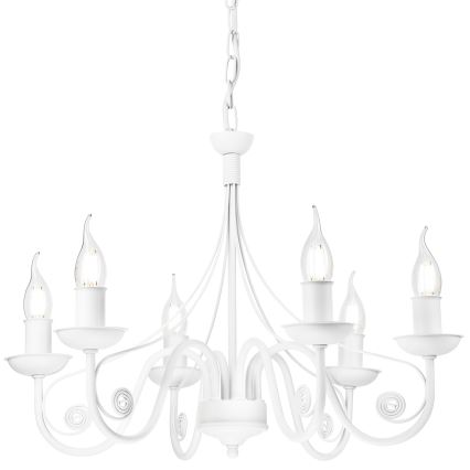 Luster na lancu DONATO 6xE14/40W/230V bela