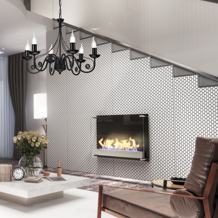 Luster na lancu DONATO 6xE14/40W/230V crna