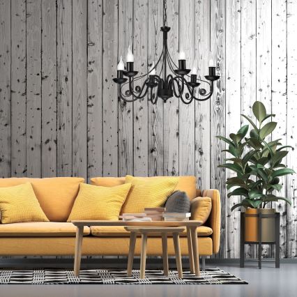 Luster na lancu DONATO 6xE14/40W/230V crna