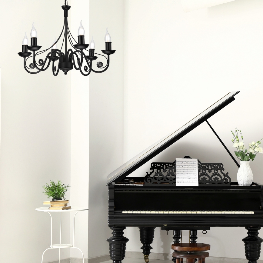 Luster na lancu DONATO 6xE14/40W/230V crna