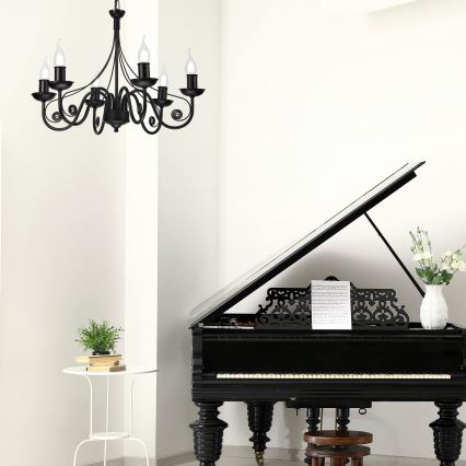 Luster na lancu DONATO 6xE14/40W/230V crno