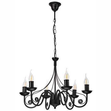Luster na lancu DONATO 6xE14/40W/230V crno