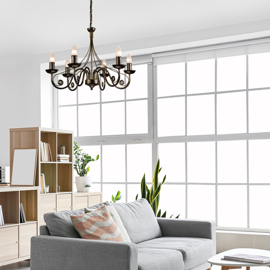 Luster na lancu DONATO 6xE14/40W/230V