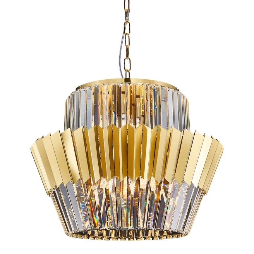 Luster na lancu DONNA 12xE14/40W/230V prečnik 55 cm zlatni