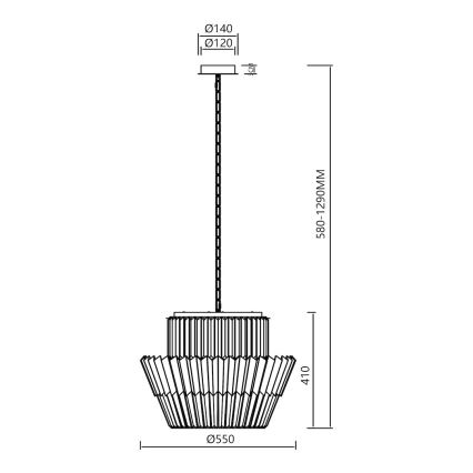 Luster na lancu DONNA 12xE14/40W/230V prečnik 55 cm zlatni