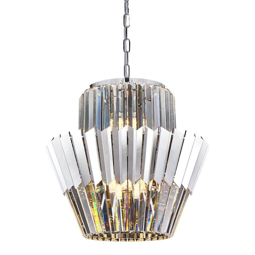 Luster na lancu DONNA 9xE14/40W/230V, prečnik 45 cm, mat hrom