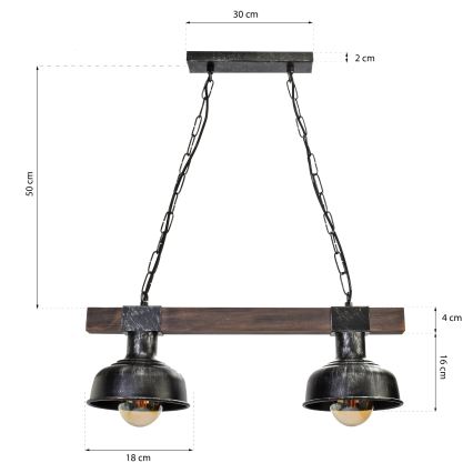 Luster na lancu FARO 2xE27/60W/230V