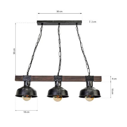 Luster na lancu FARO 3xE27/60W/230V