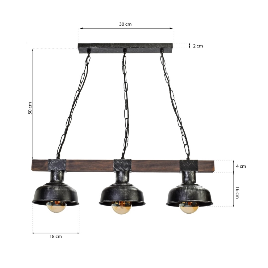 Luster na lancu FARO 3xE27/60W/230V
