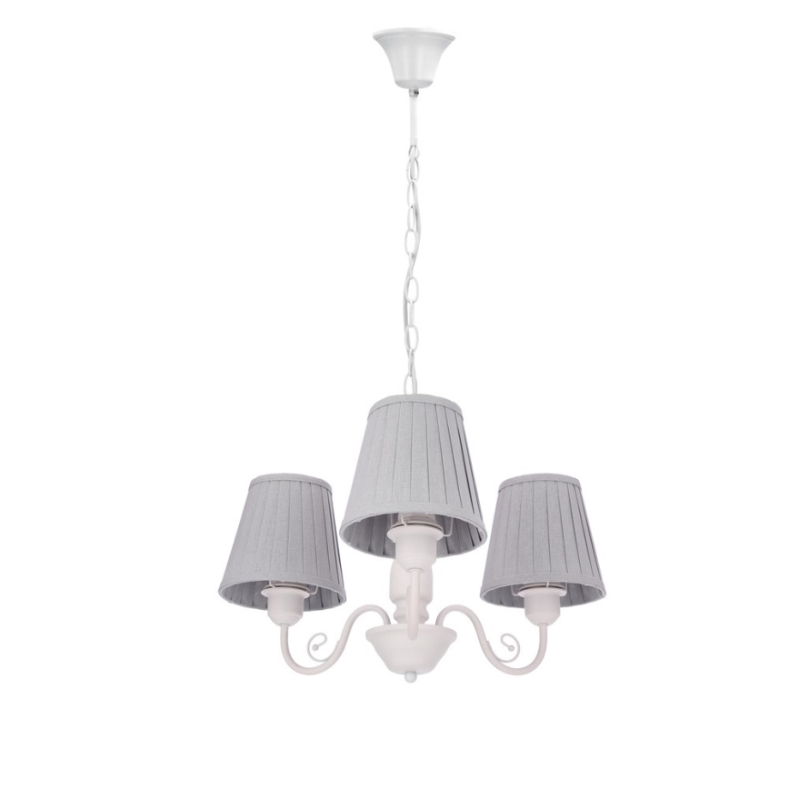 Luster na lancu FIREZ 3xE27/40W/230V bela/sivo