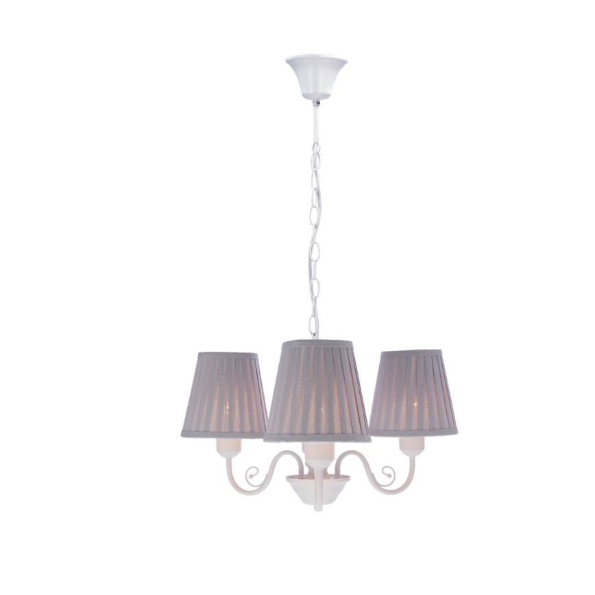 Luster na lancu FIREZ 3xE27/40W/230V bela/sivo