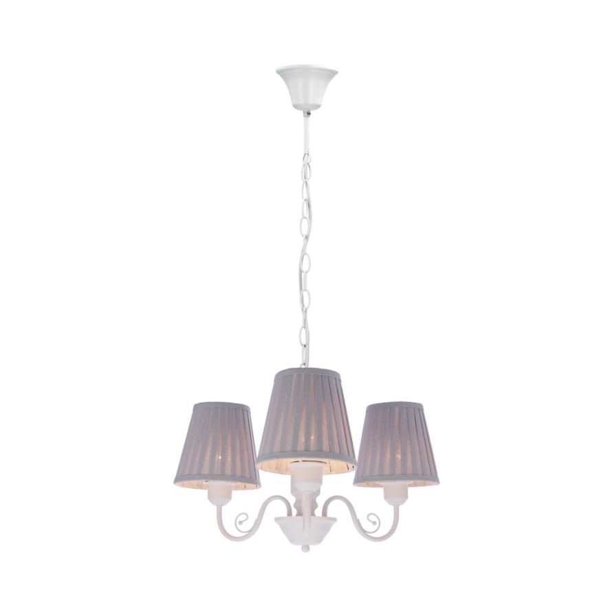 Luster na lancu FIREZ 3xE27/40W/230V bela/sivo