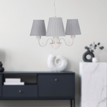 Luster na lancu FIREZ 3xE27/40W/230V bela/sivo